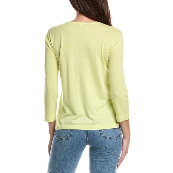 Forte Cashmere Womens  Coastal Silk & Cashmere-Blend Sweater, Yellow - Picture 2 of 3
